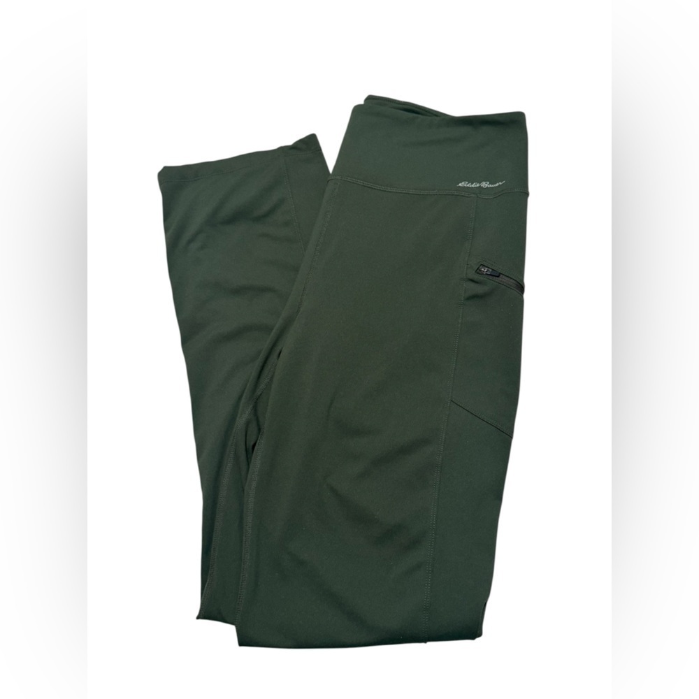 Eddie Bauer Dark Green Performance Leggings w/ Zip Pocket – Size L